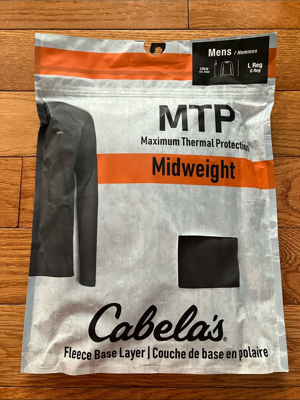 NWT Cabela’s Men’s Charcoal Gray Midweight Fleece Base Layer Crew Shirt - Large